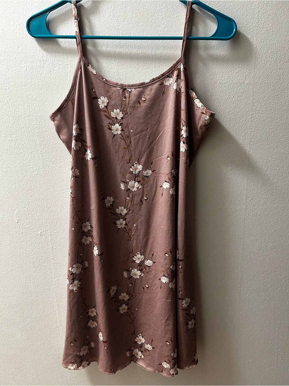 Mauve Floral Satin Slip Dress